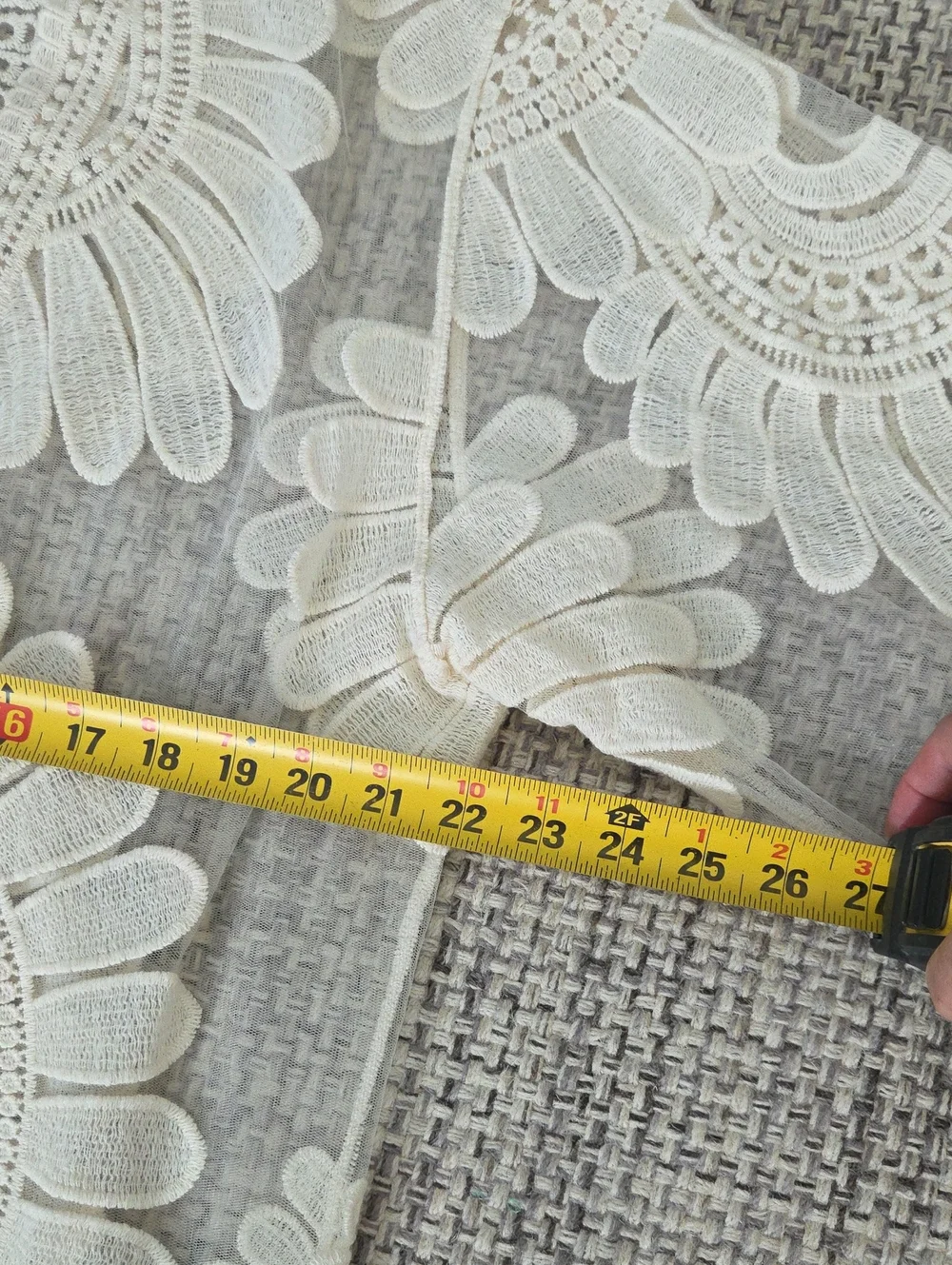 Ivory Embroidered Lace Kimono Duster Fringe Boho Chico's OS